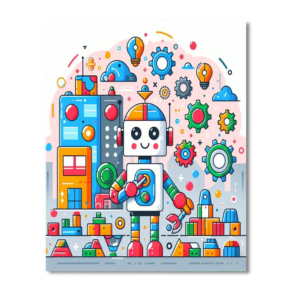Robot Engineers Paint By Numbers Art