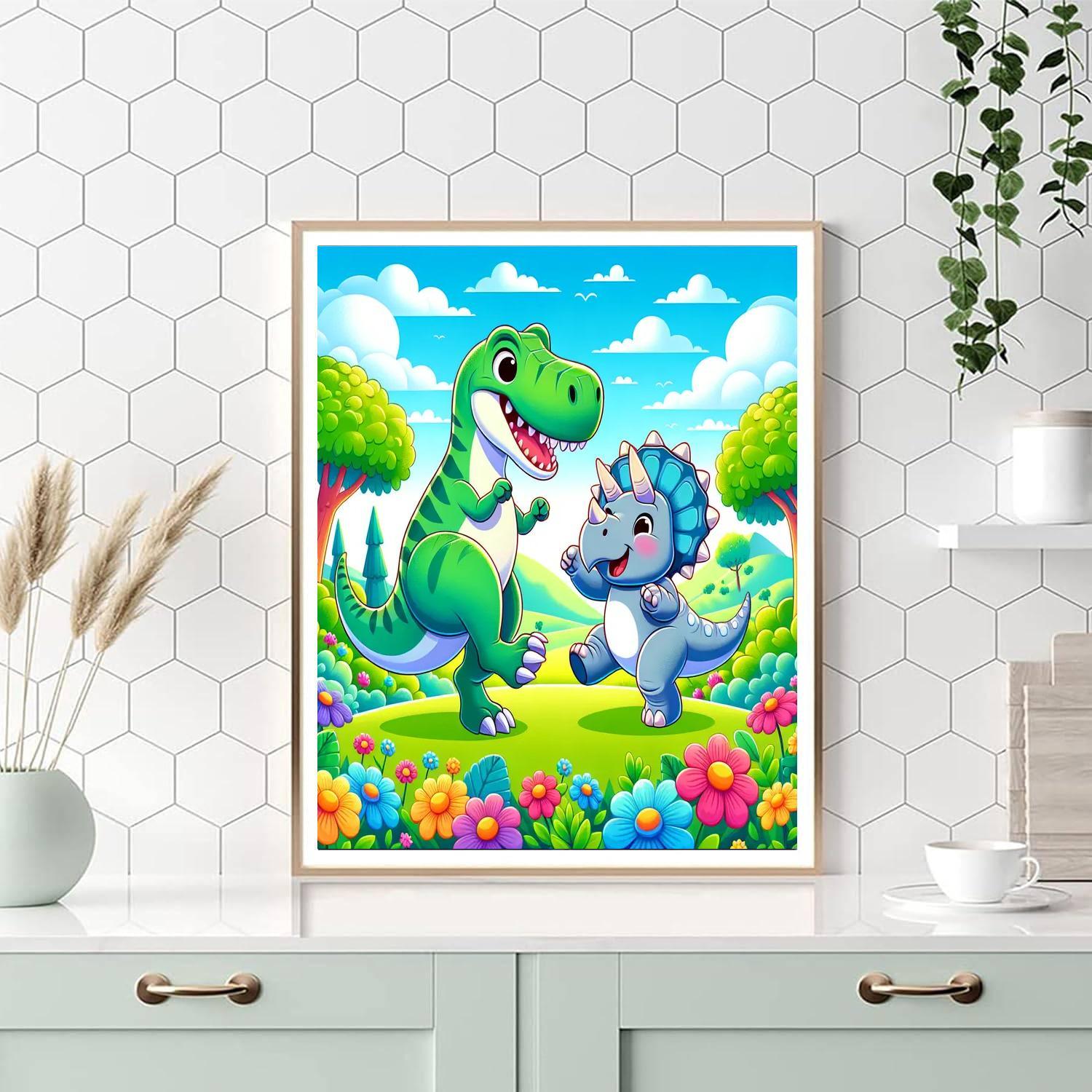 Happy Dino Dance Paint By Numbers