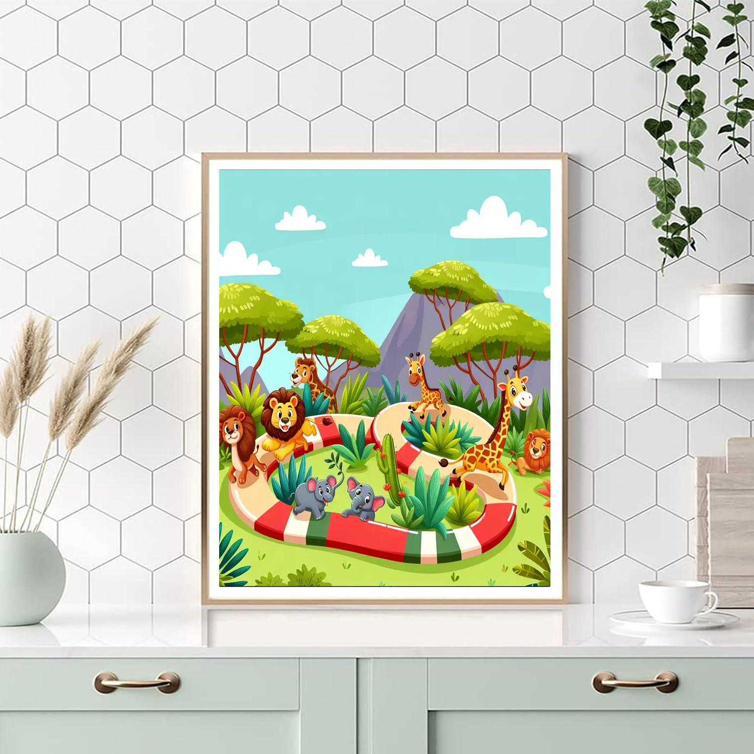 Animal Safari Puzzle Numbered Painting Kits