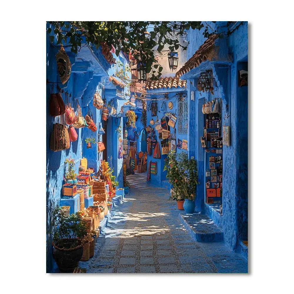 Chefchaouen's Blue Streets - Morocco Numbered Painting Kits