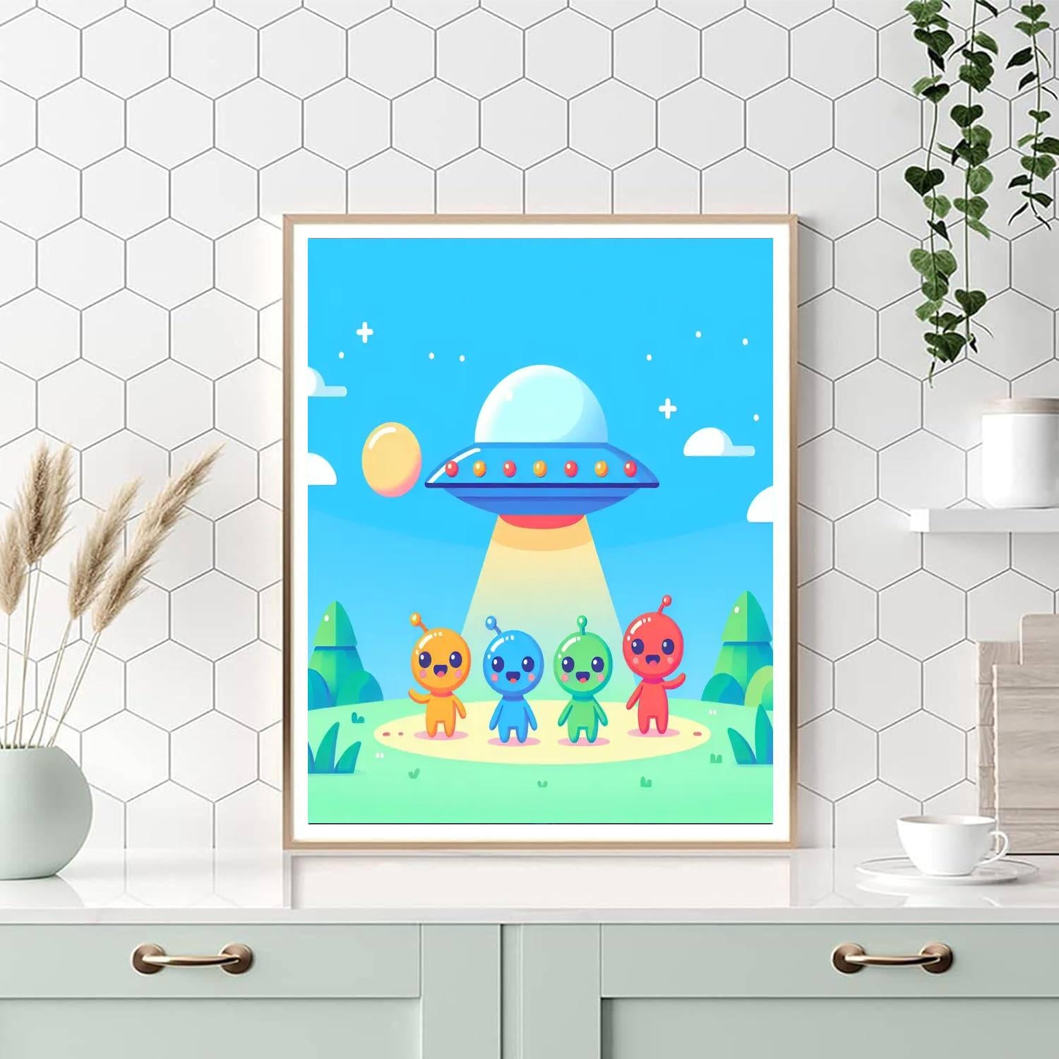 Friendly Aliens' Visit Numbered Painting Kits