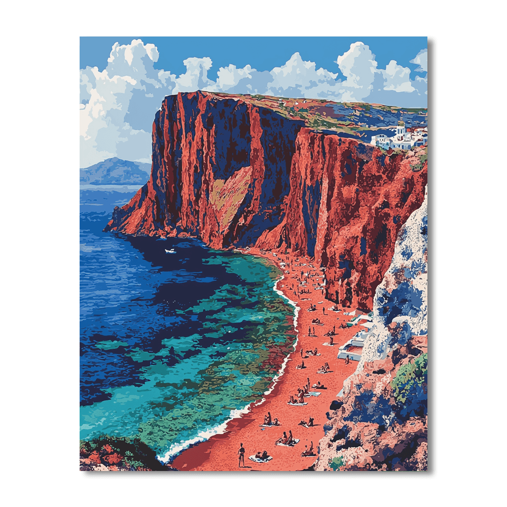 Santorini Red Beach - Greece DIY Paint By Numbers