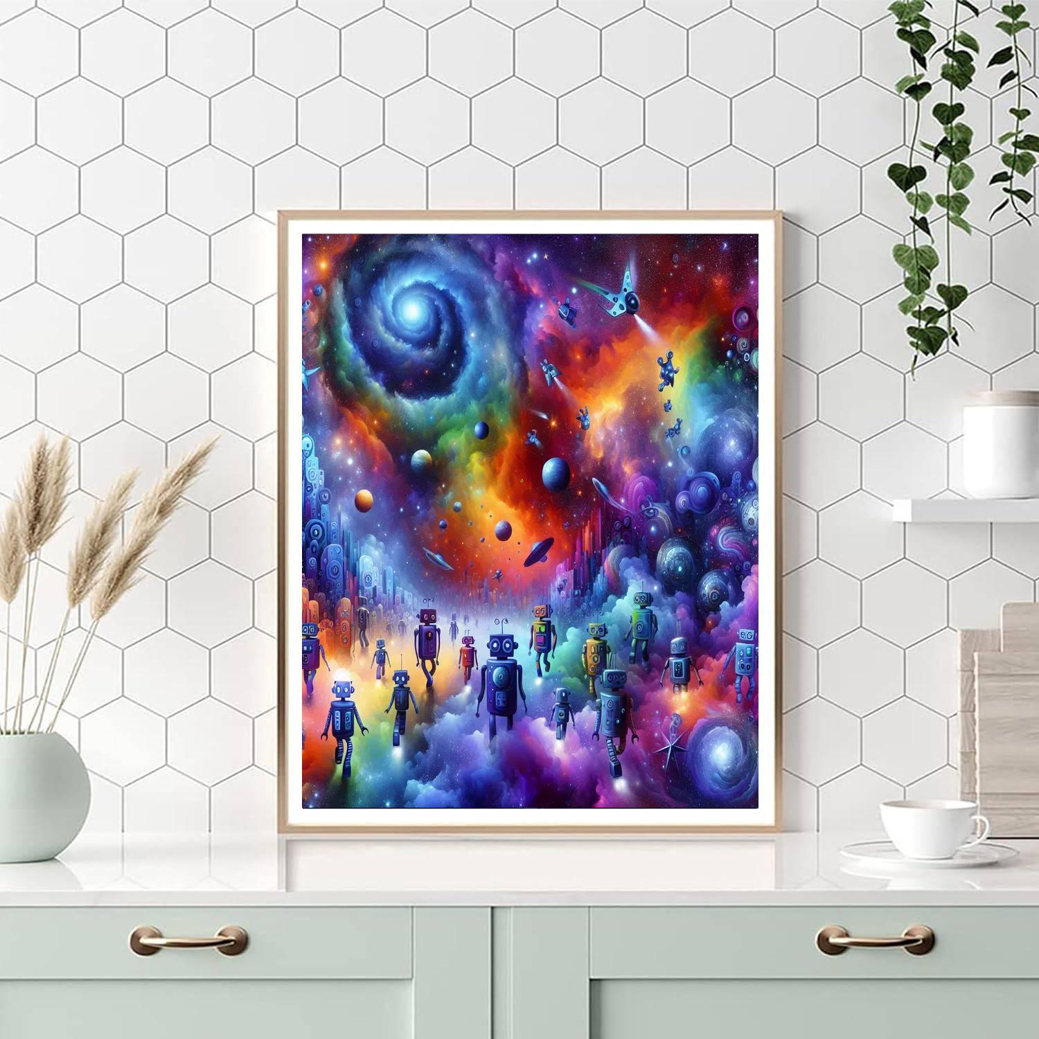 Cosmic Adventures Of Robots DIY Paint By Numbers