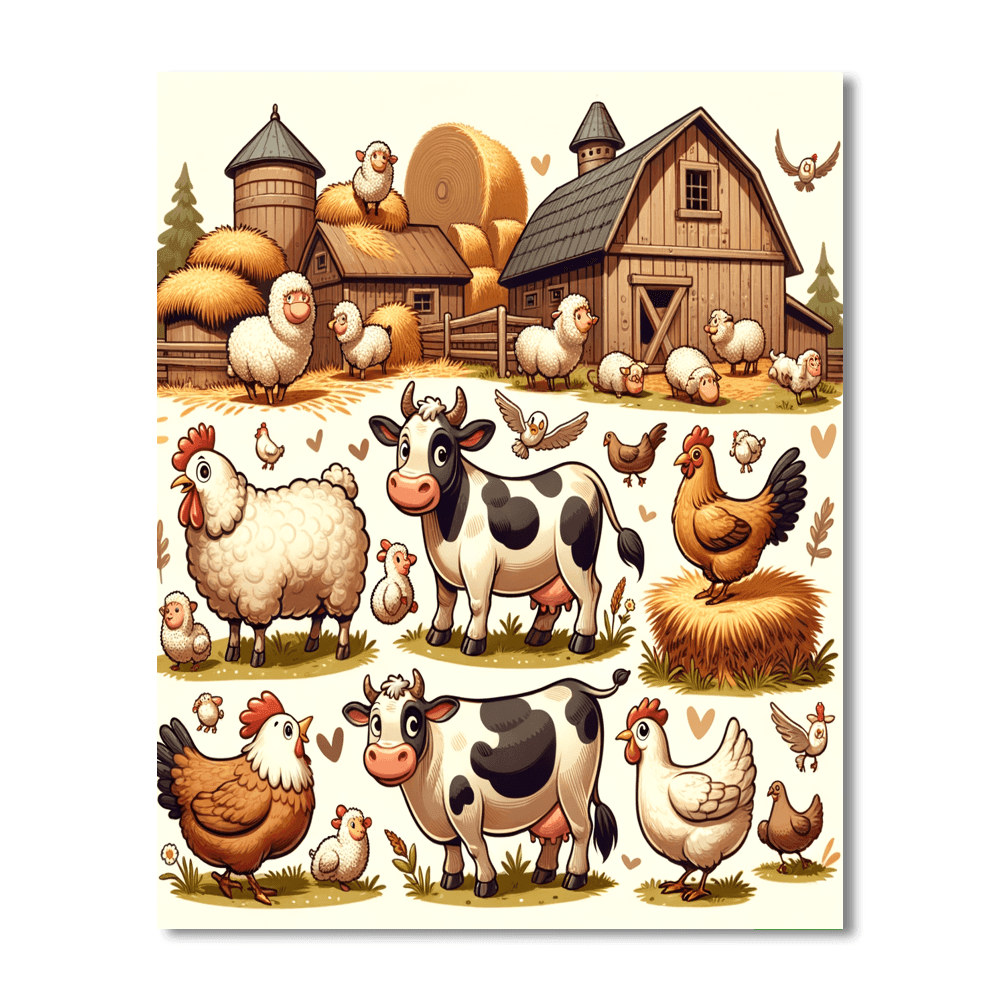 Whimsical Farmyard Friends Paint By Number