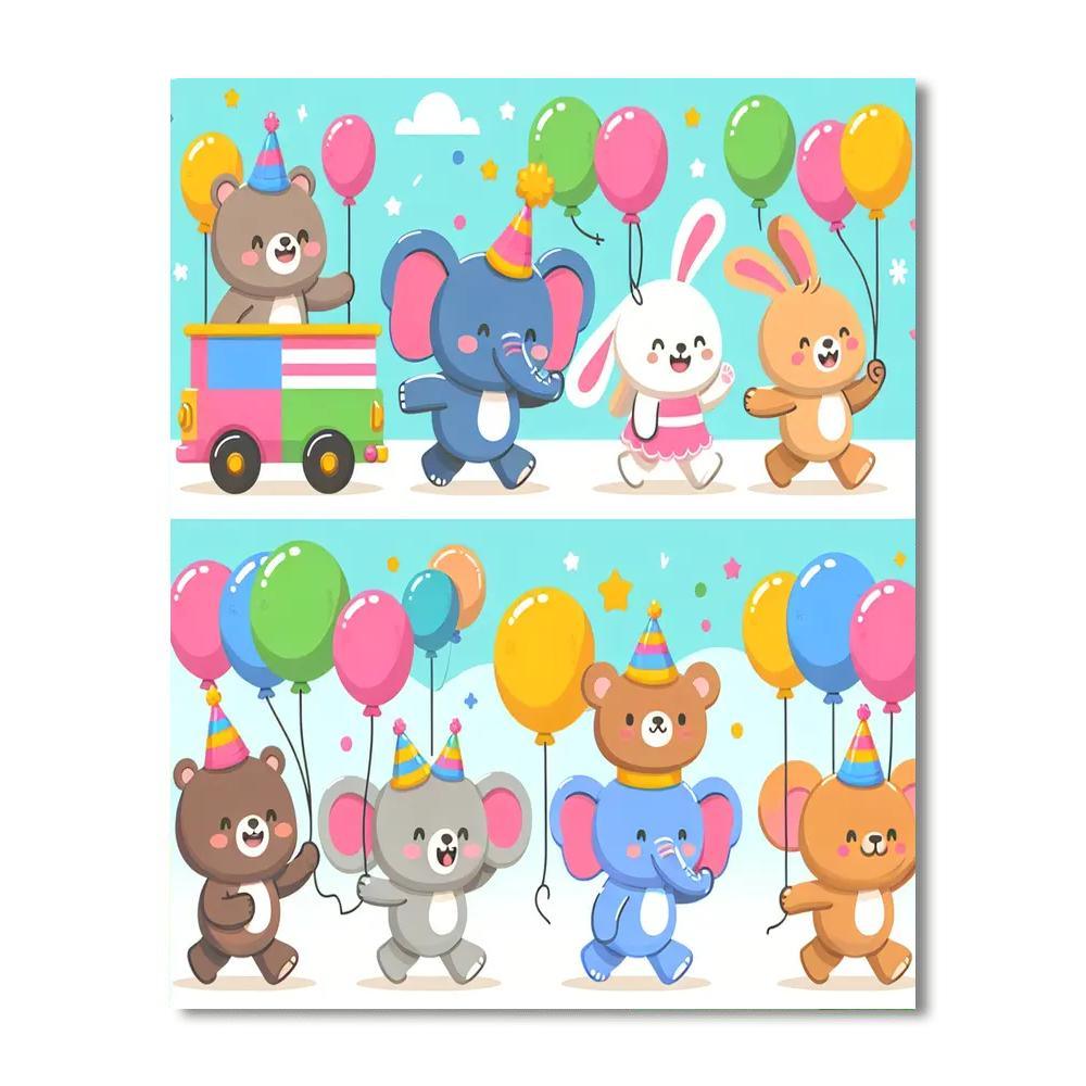 Giggling Animal Parade Paint By Numbers Art