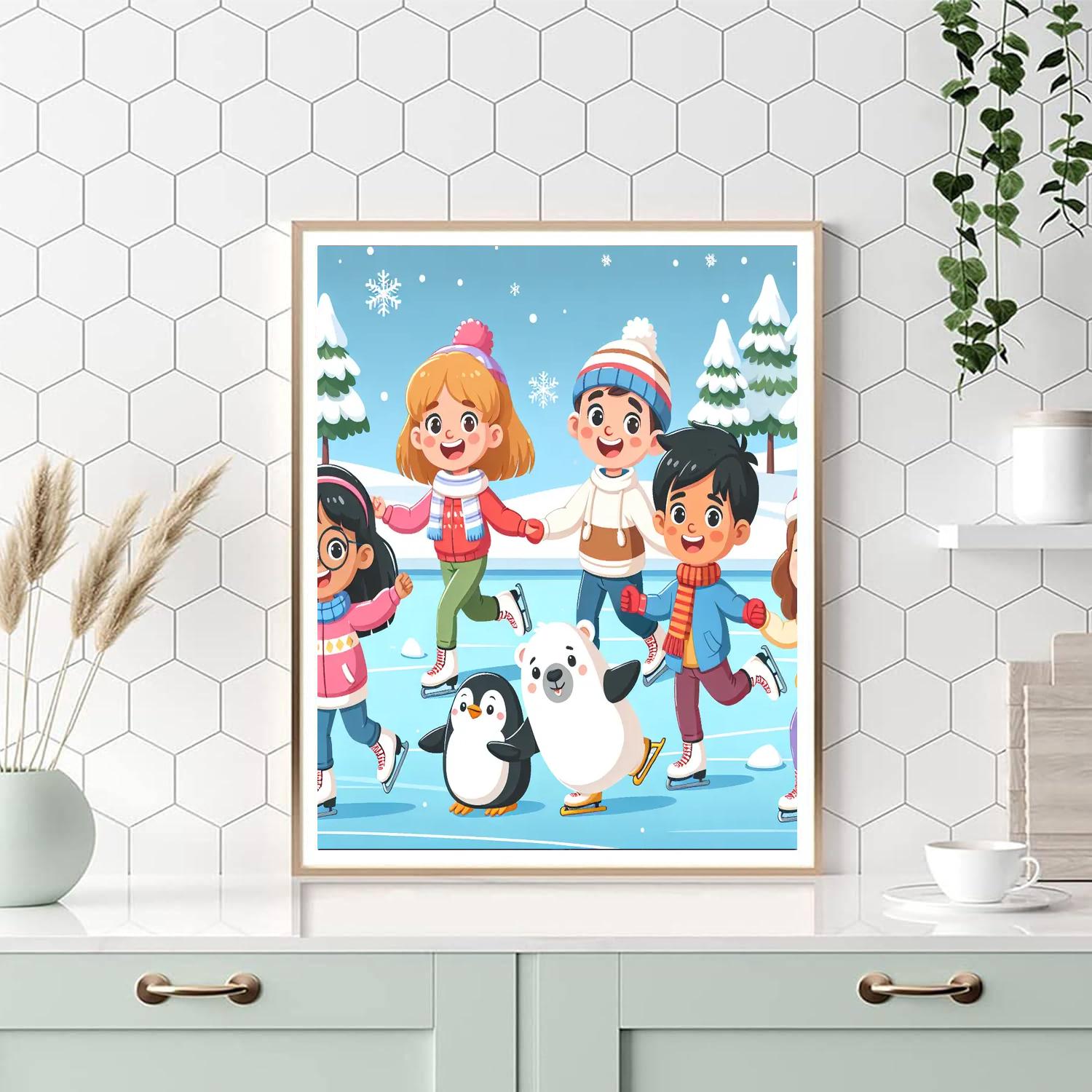 Magical Ice Skating Party Number Painting