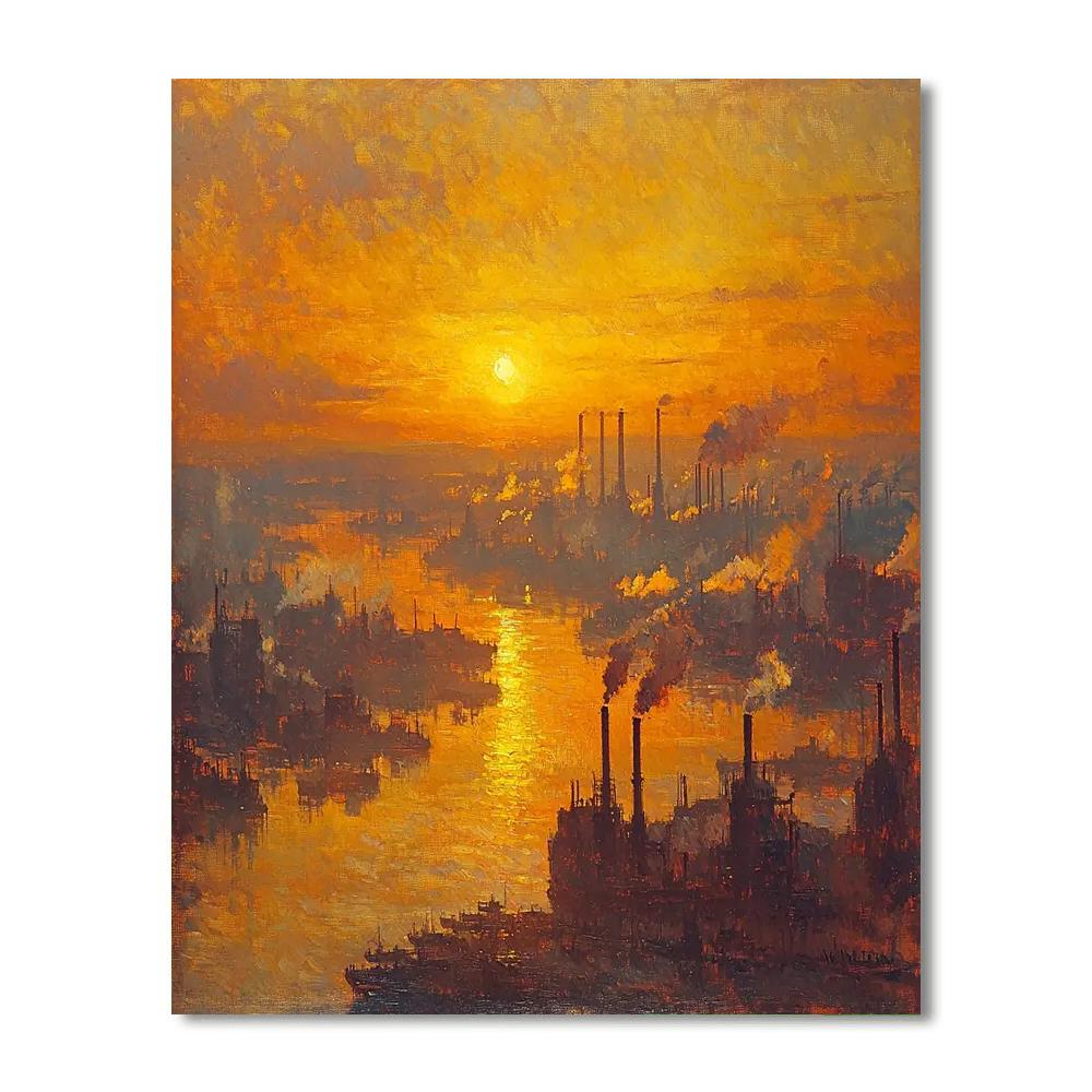J.M.W. Turner Inspired Industrial Sunrise  Paint By Numbers