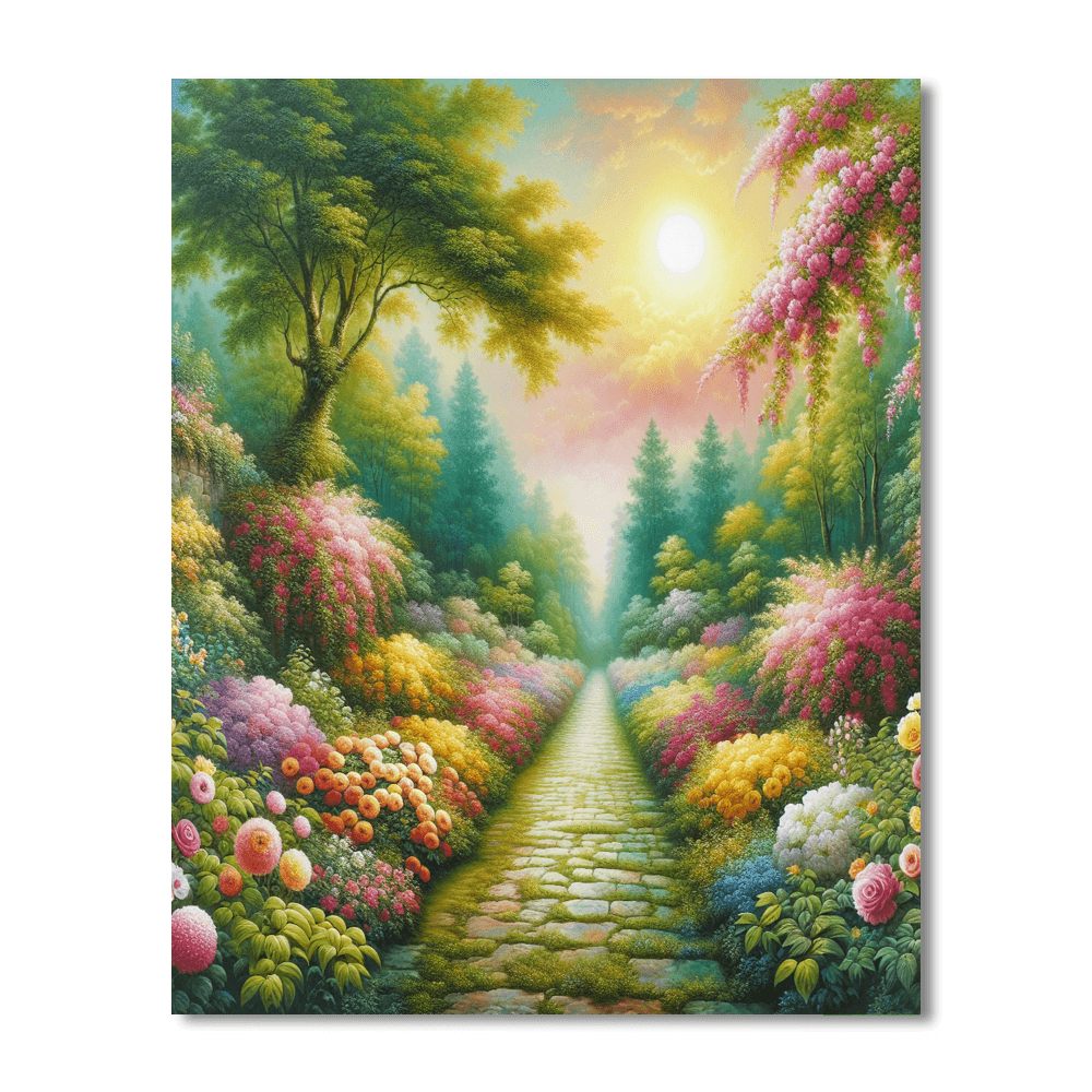 Charming Floral Garden Pathway Painting By Numbers Kit