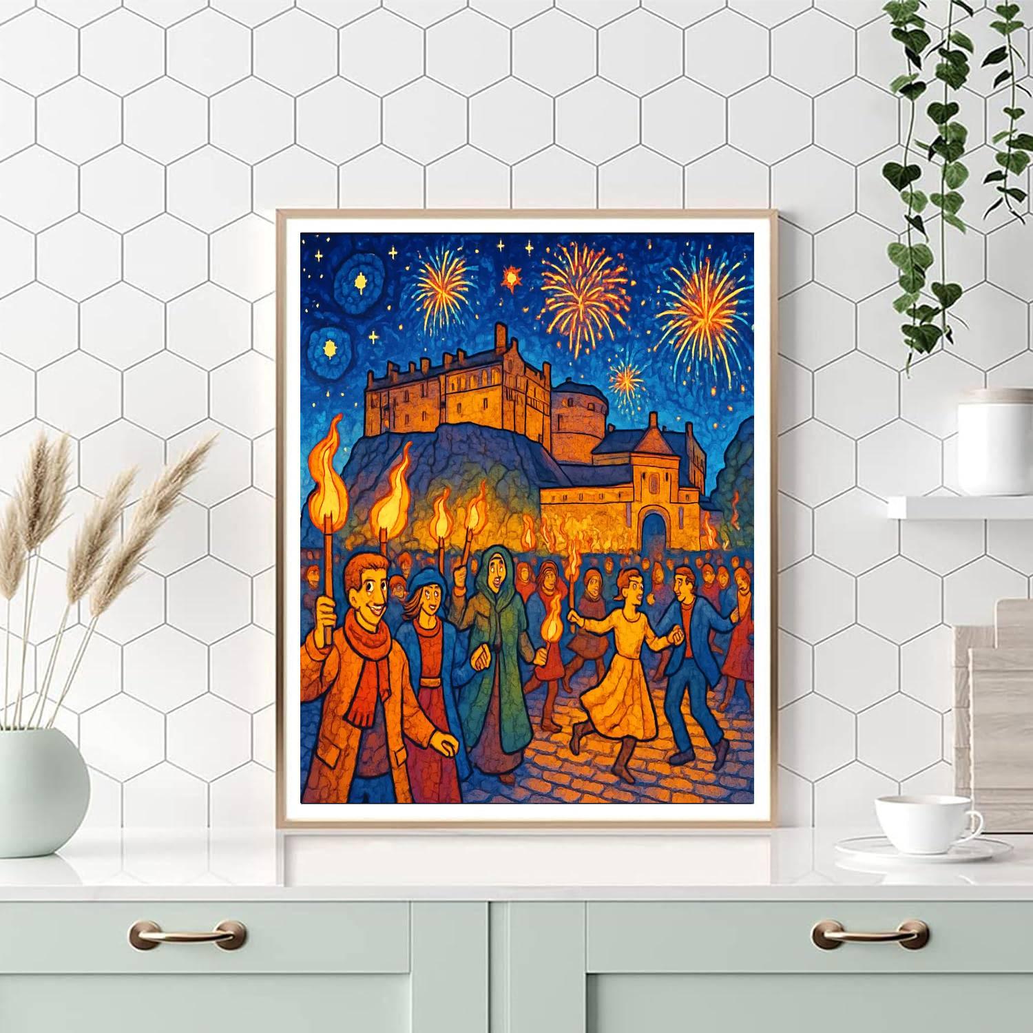 Edinburgh Hogmanay - Edinburgh, Scotland Painting Number Kit