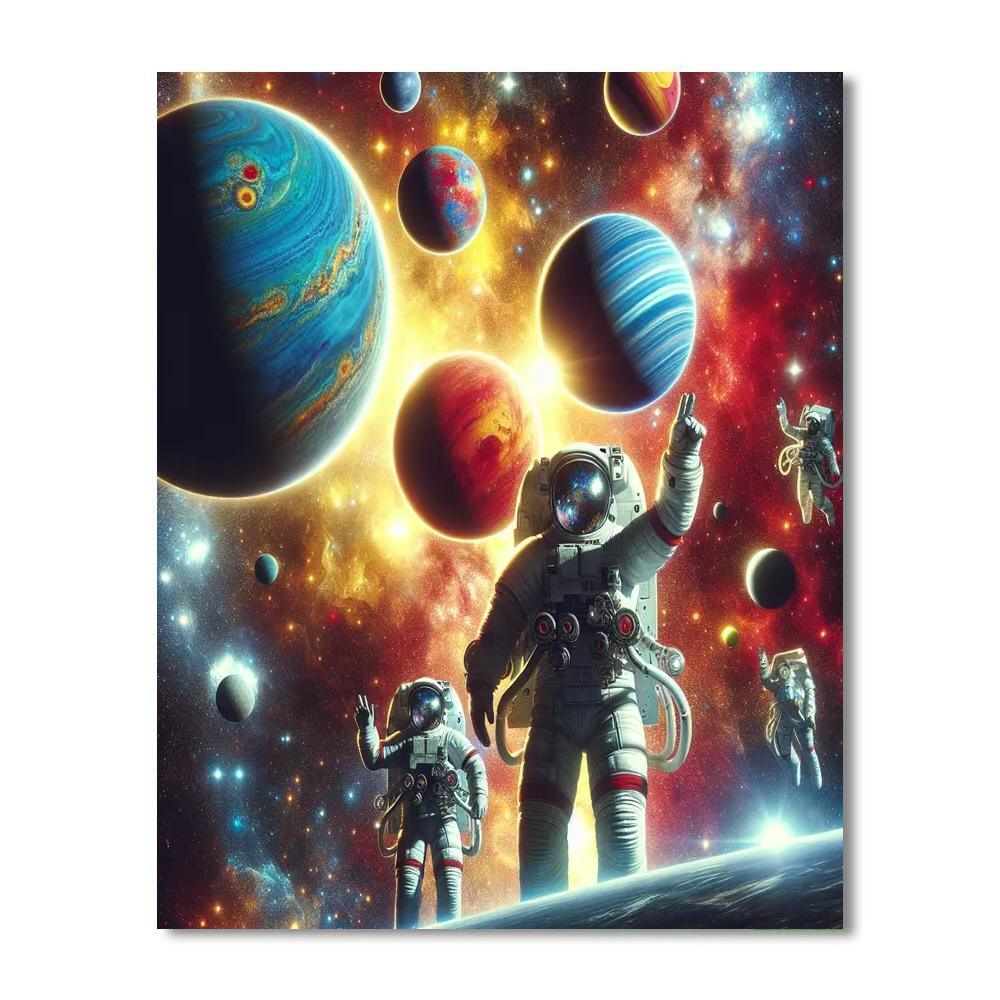 Astronauts And Planets Delight Painting By Numbers Kit
