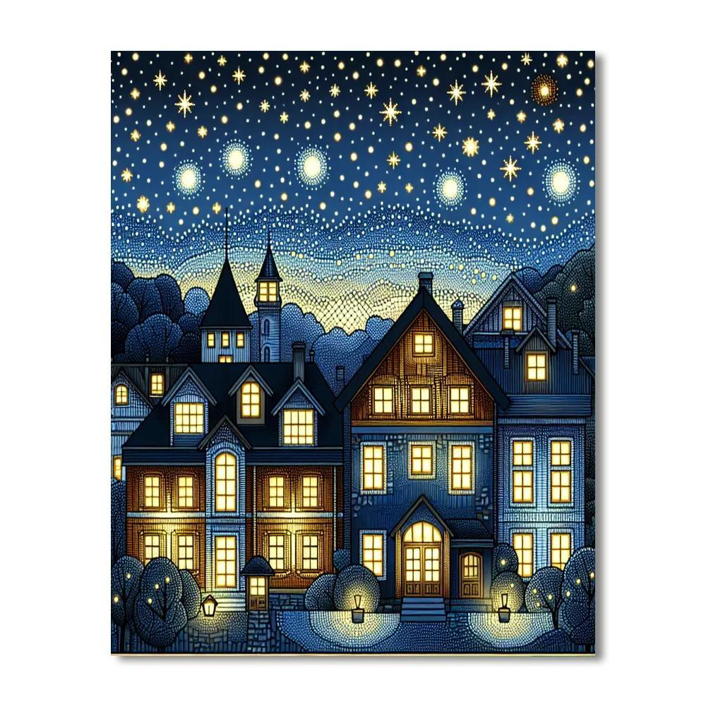 Starry Night Village Paint By Number