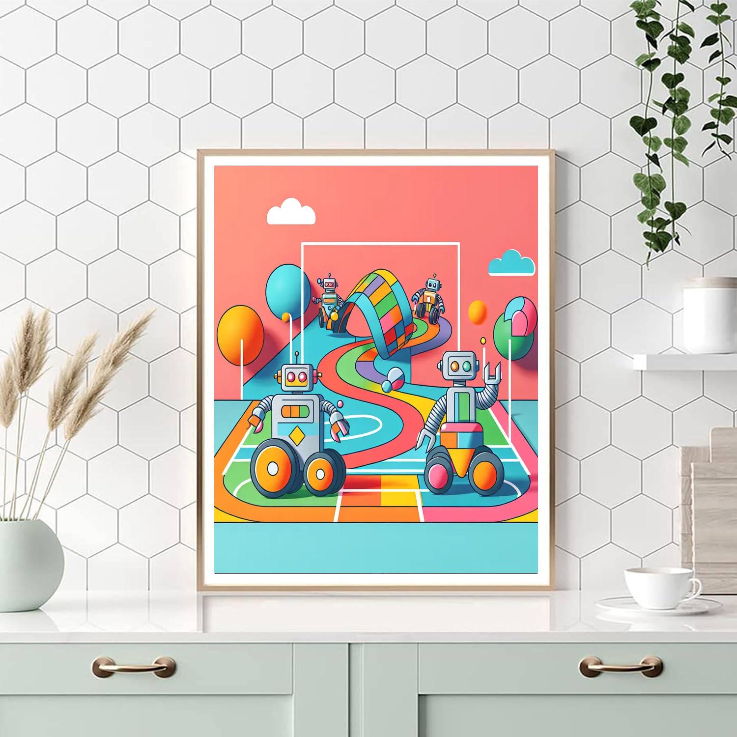 Robot Races Paint By Numbers Art