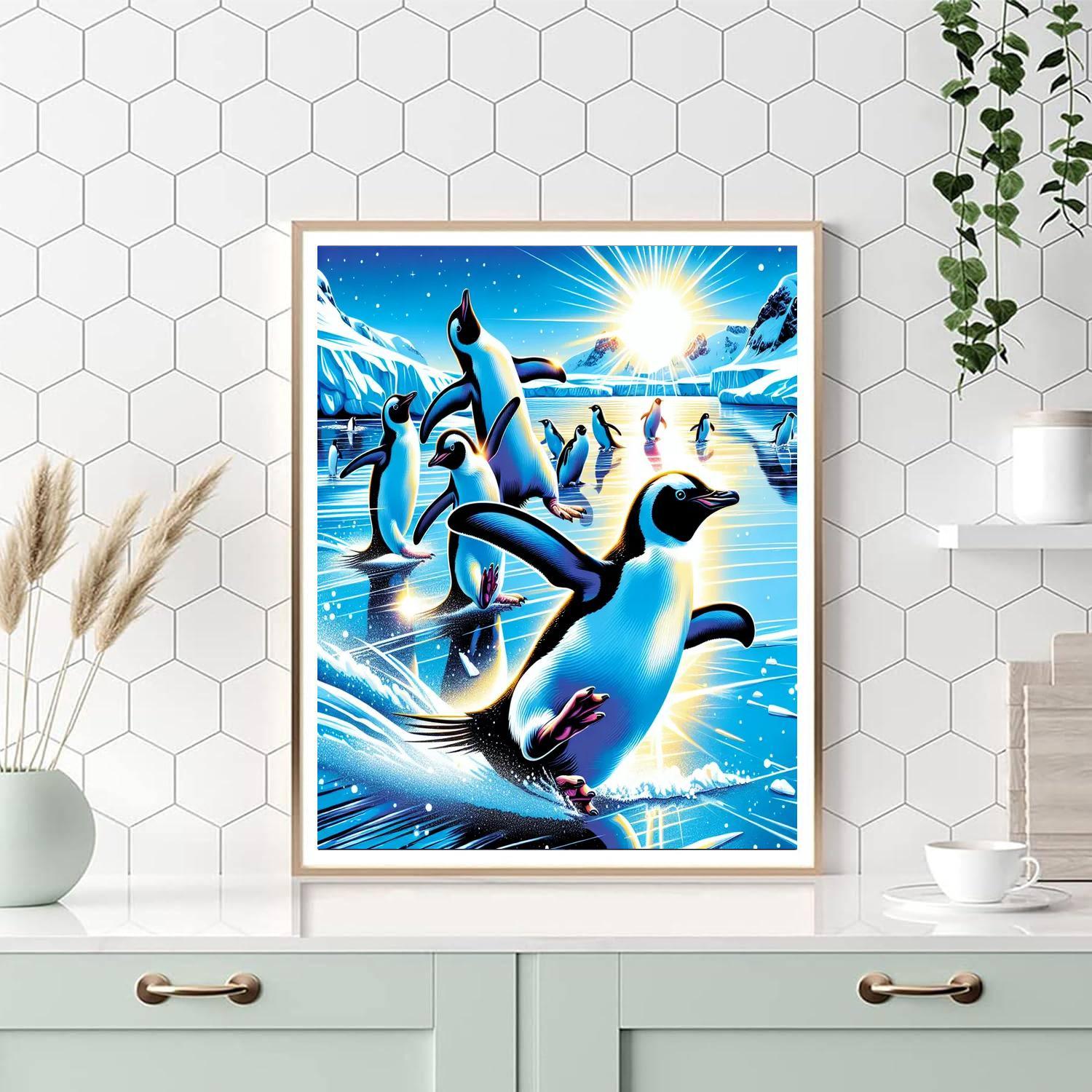 Playful Penguins At Play DIY Paint By Numbers