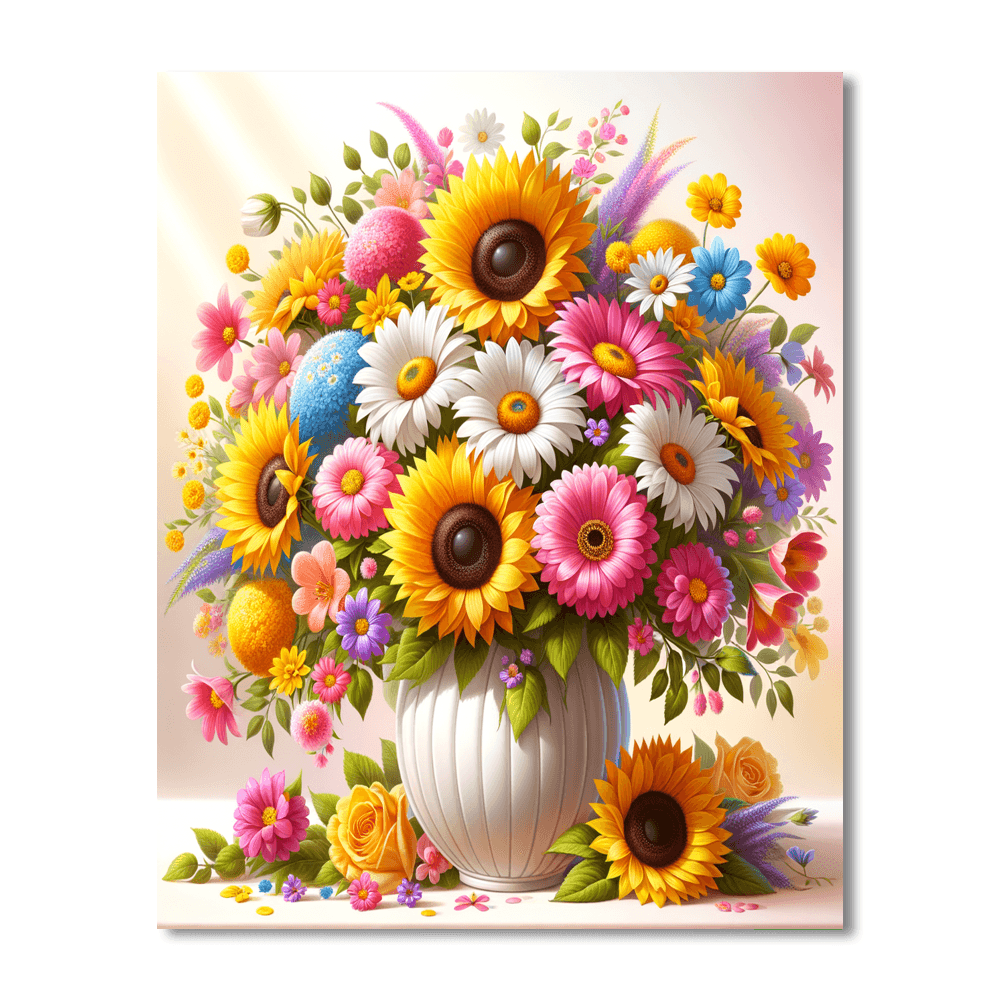 Blooming Flower Vase DIY Paint By Numbers