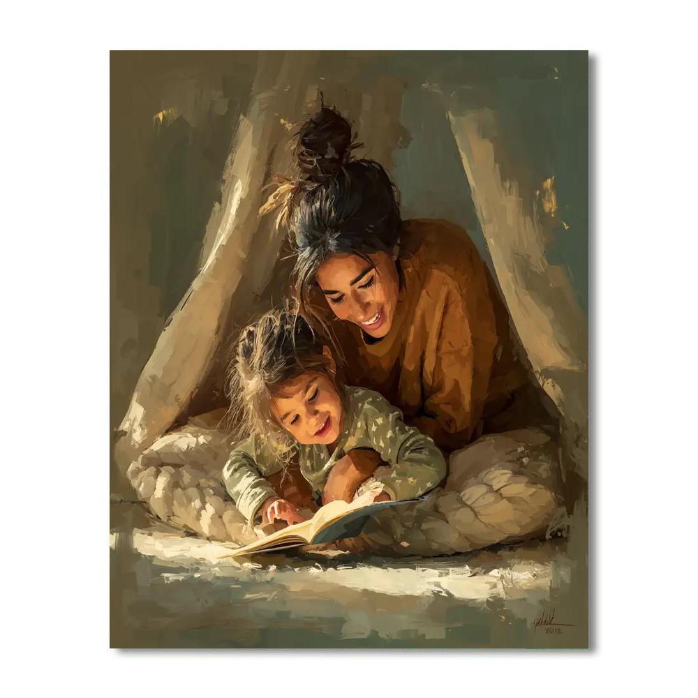 Mother And Child Reading Together Paint By Number