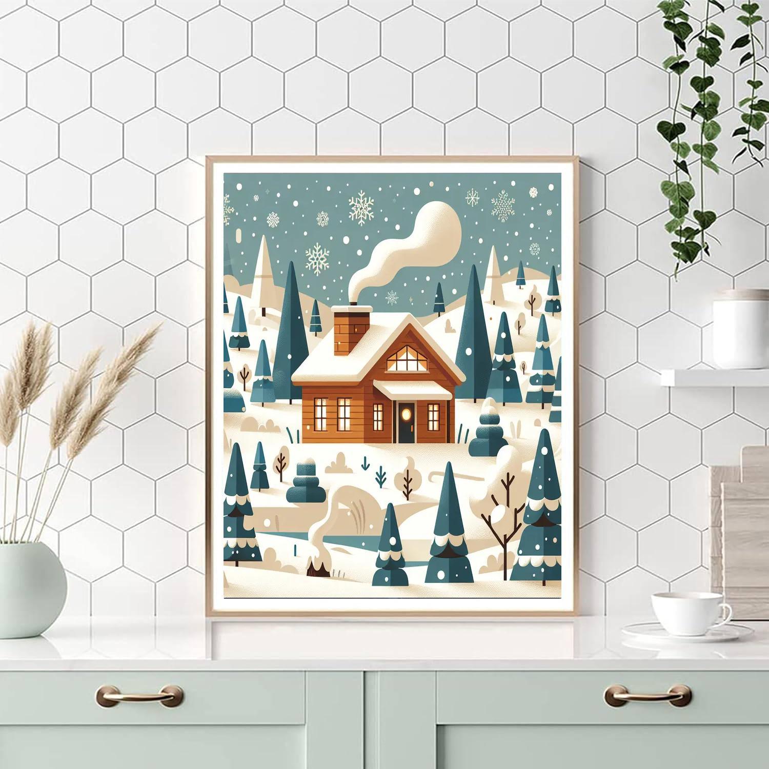 Wondrous Winter Lodge Paint By Numbers Art