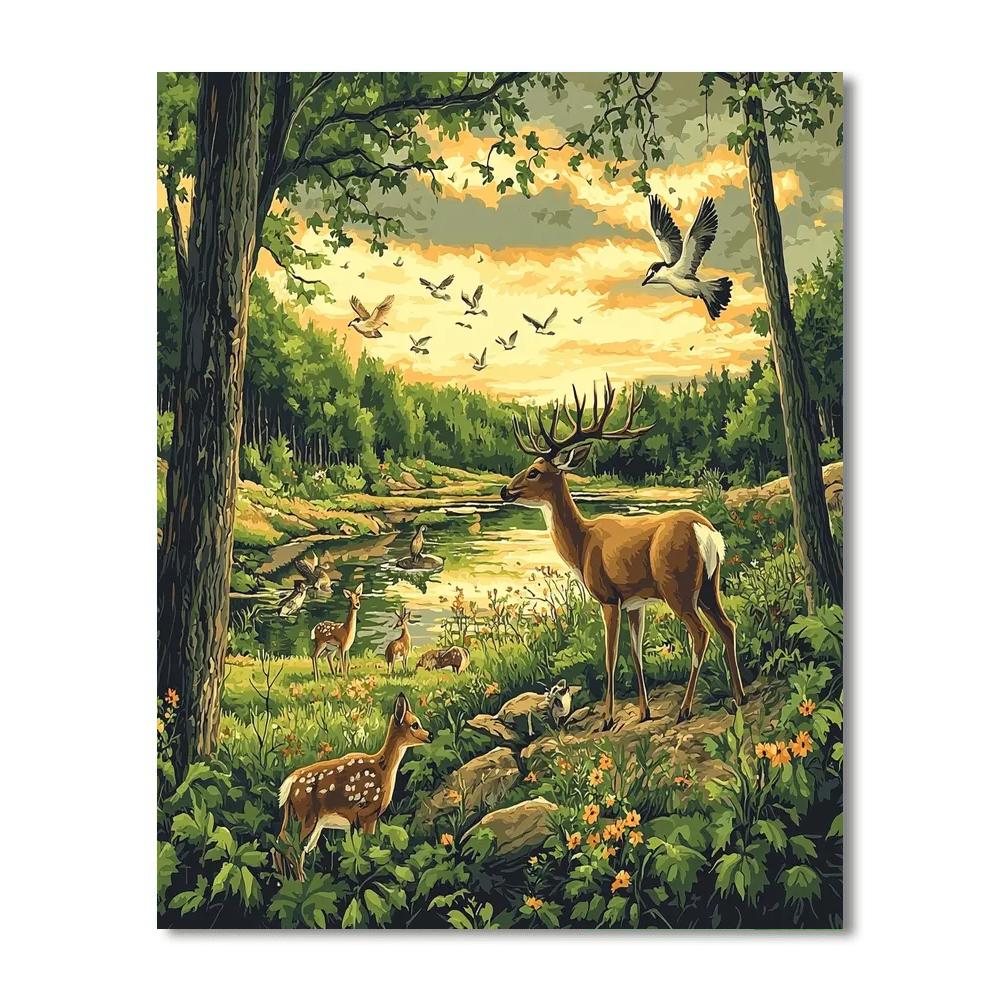 Audubon Inspired Serene Animal Kingdom  Paint By Number