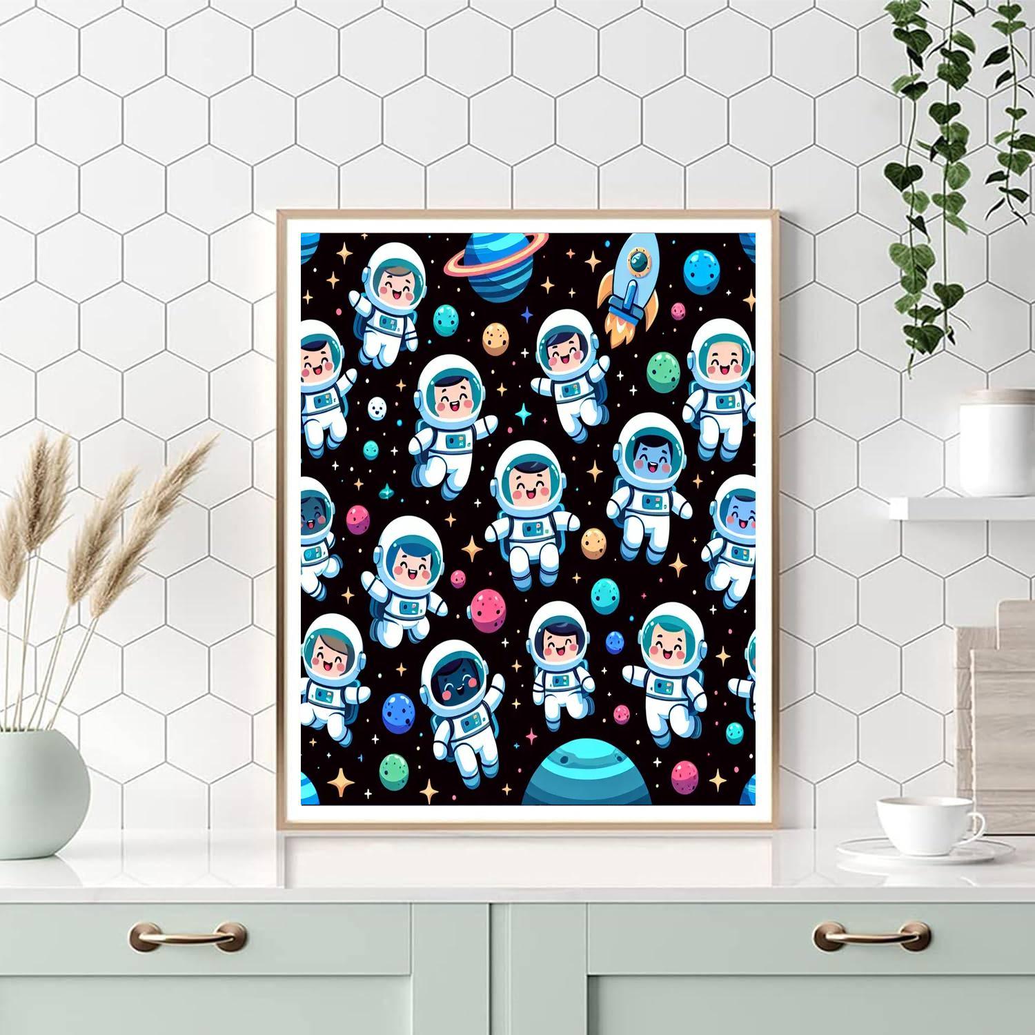Cheerful Astronaut Journey Numbered Painting Kits