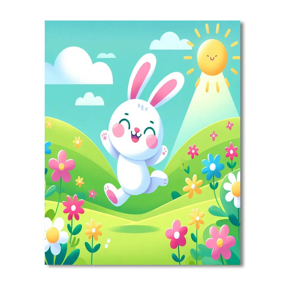 Cheerful Bunny Hop Paint By Color