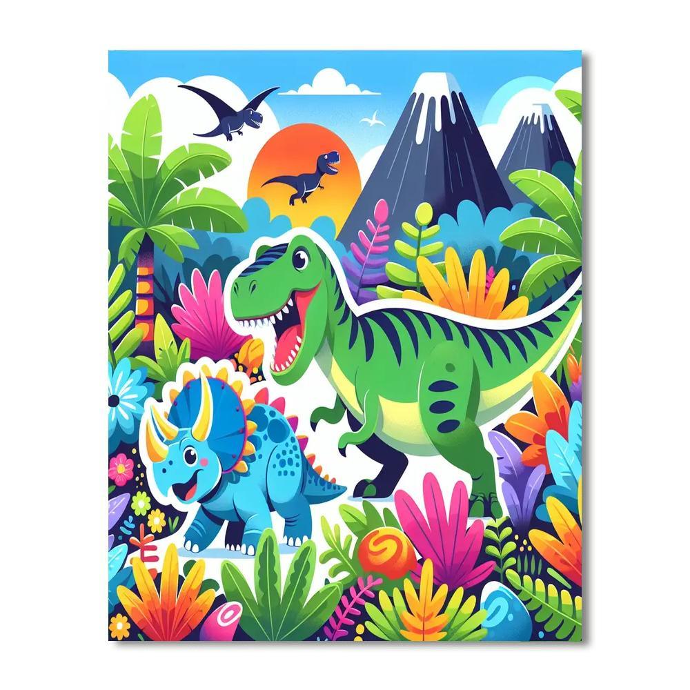 Joyful Dinosaur Adventures Numbered Painting Kits