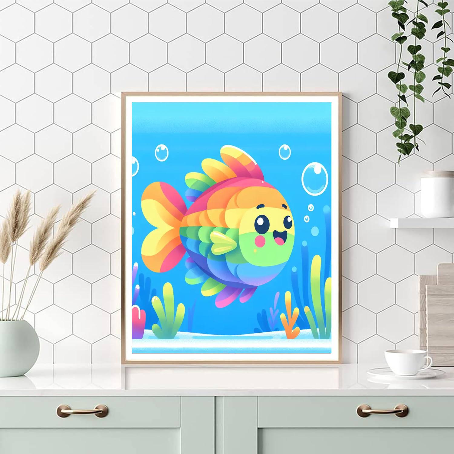 Joyful Rainbow Fish DIY Paint By Numbers