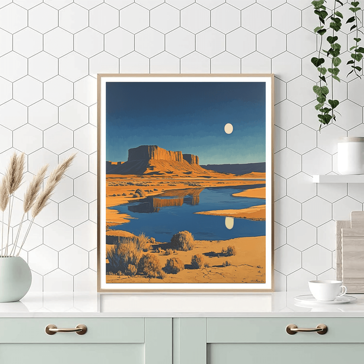 Edward Hopper Inspired Lunar Desert Serenity  Paint By Number