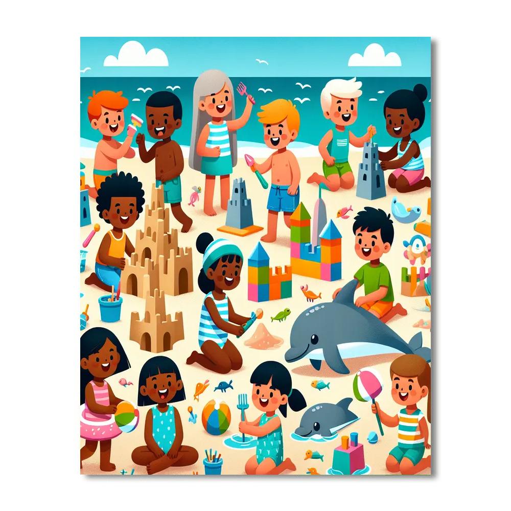 Sunny Beach Playtime Paint By Numbers Art