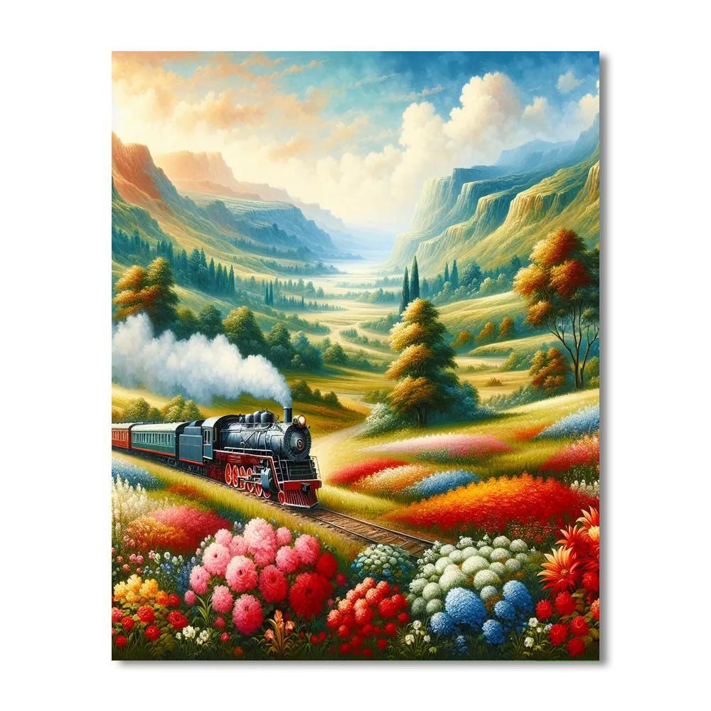 Charming Vintage Train Journey Painting By Numbers Kit