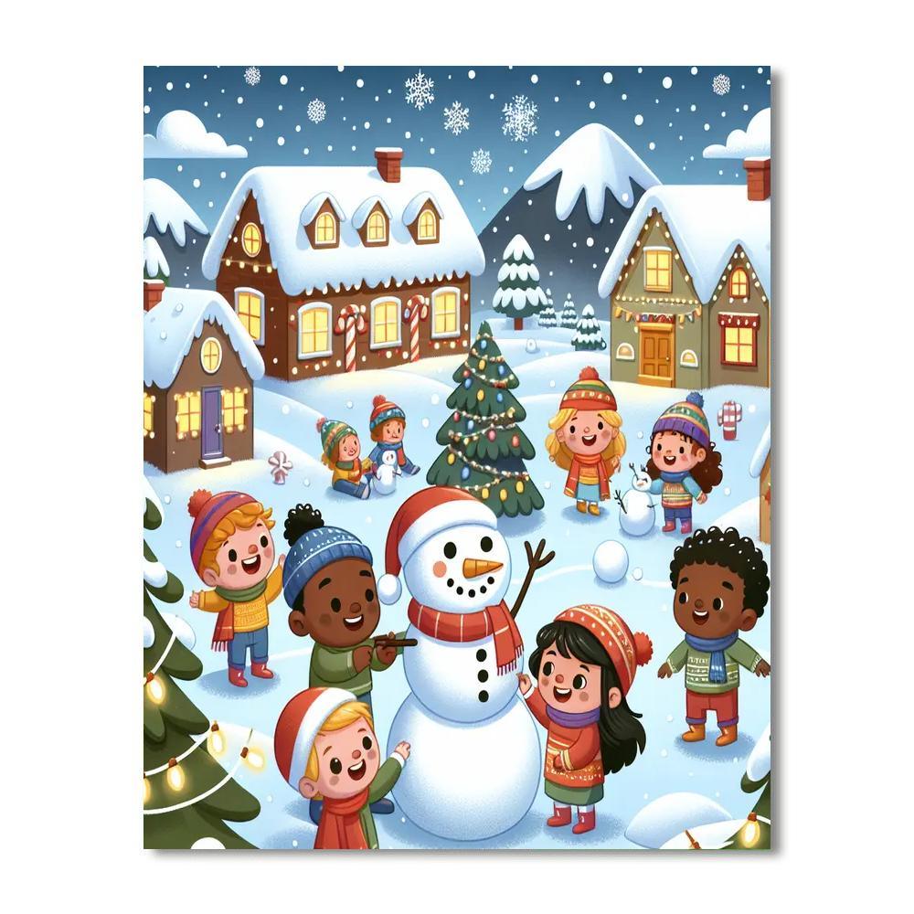 Jolly Christmas Village Paint By Numbers Art
