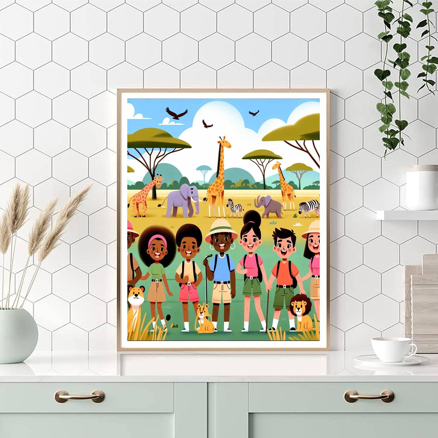 Safari Expedition Team Paint By Numbers Art