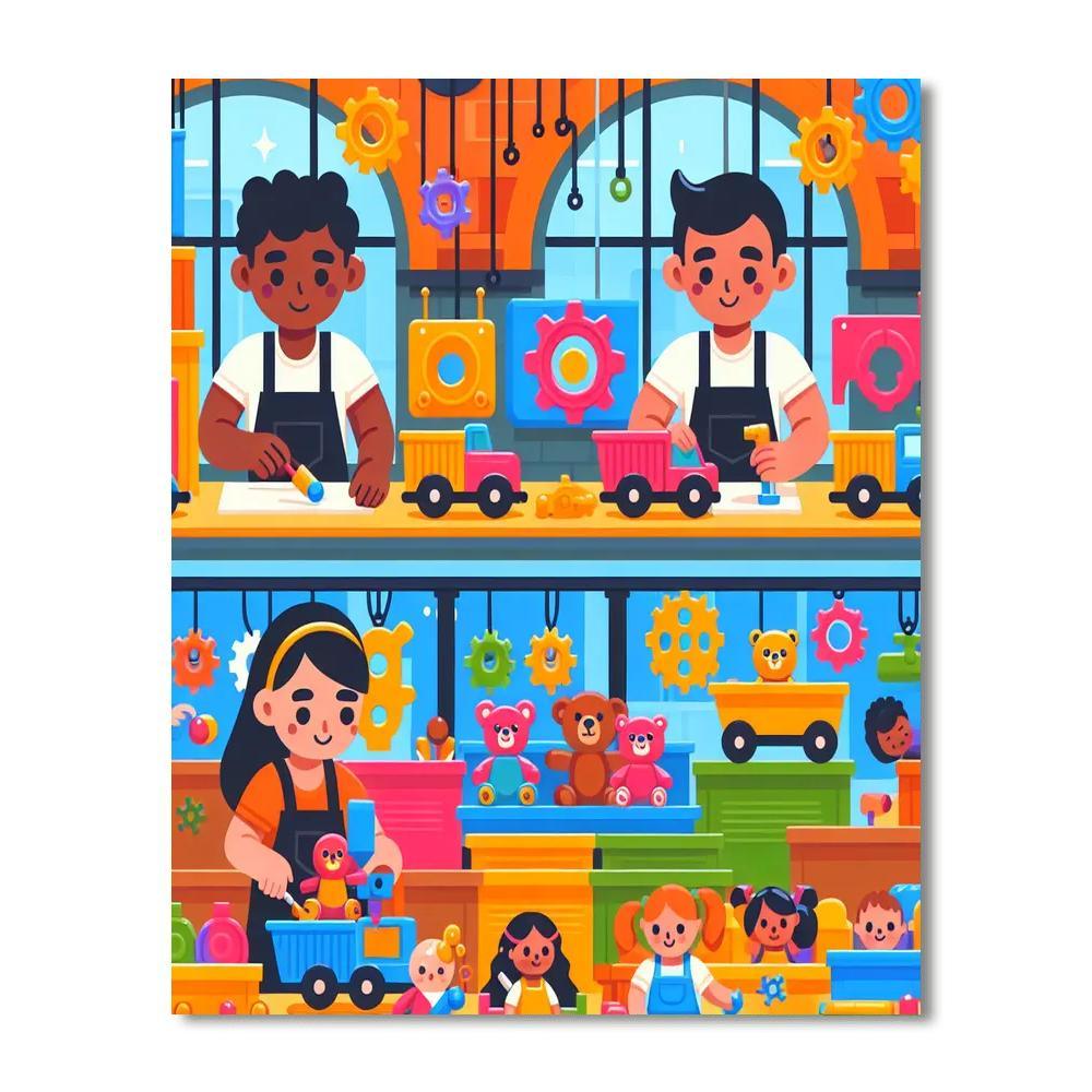 Whimsical Toy Factory Number Painting