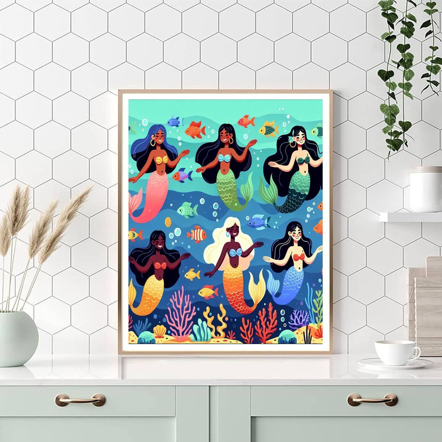 Joyful Mermaid Lagoon Painting Number Kit