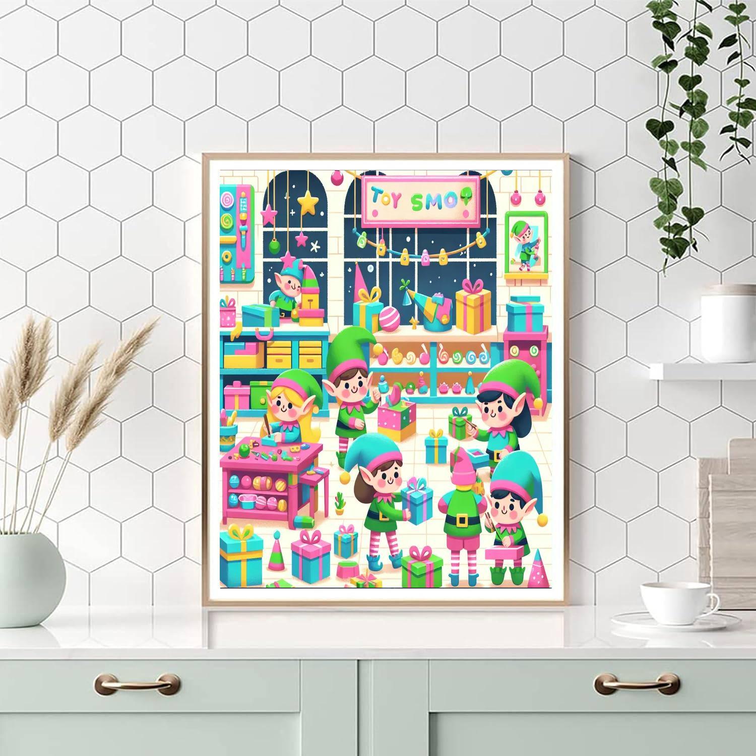 Secret Elf Workshop Paint By Numbers Art