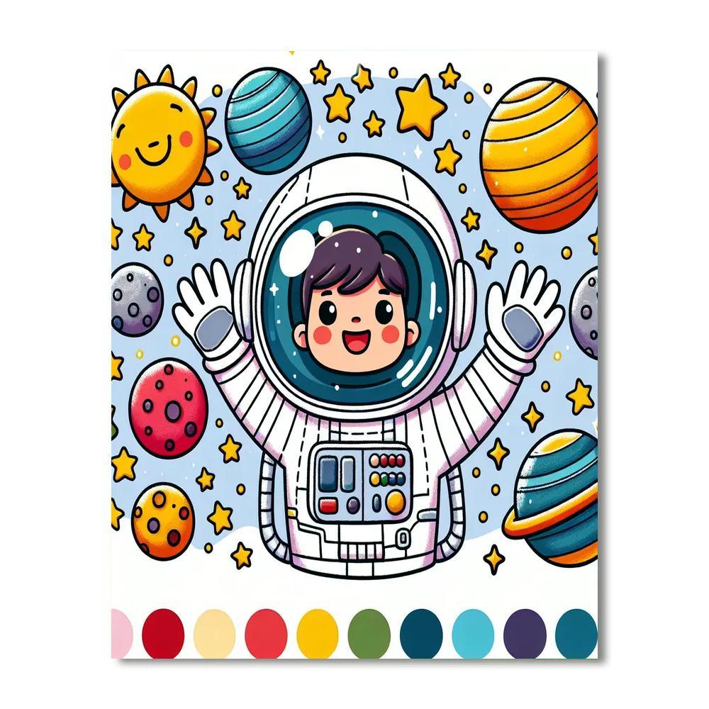 Cheerful Space Explorer Paint By Numbers Kits