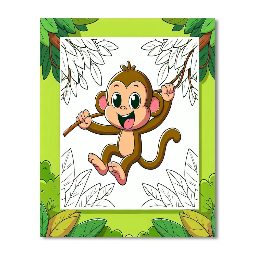 Adventure Jungle Monkey Painting Number Kit