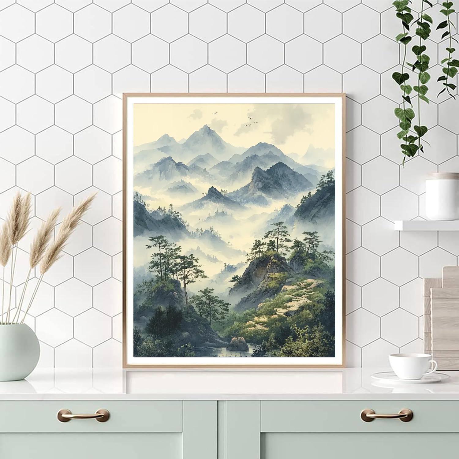 Zhao Mengfu Inspired Whispers Of Tranquil Mountains  Paint By Color