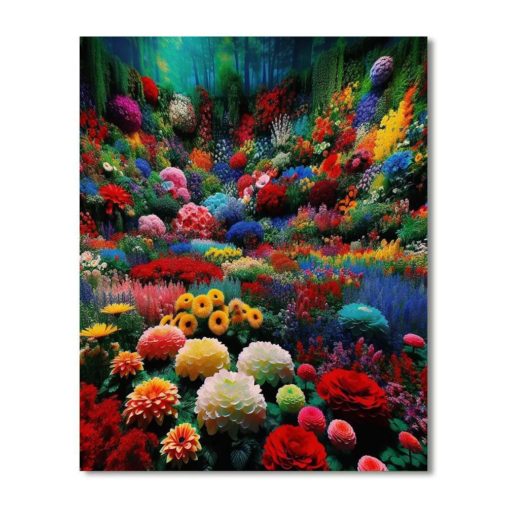 Vibrant Floral Fantasy Number Painting