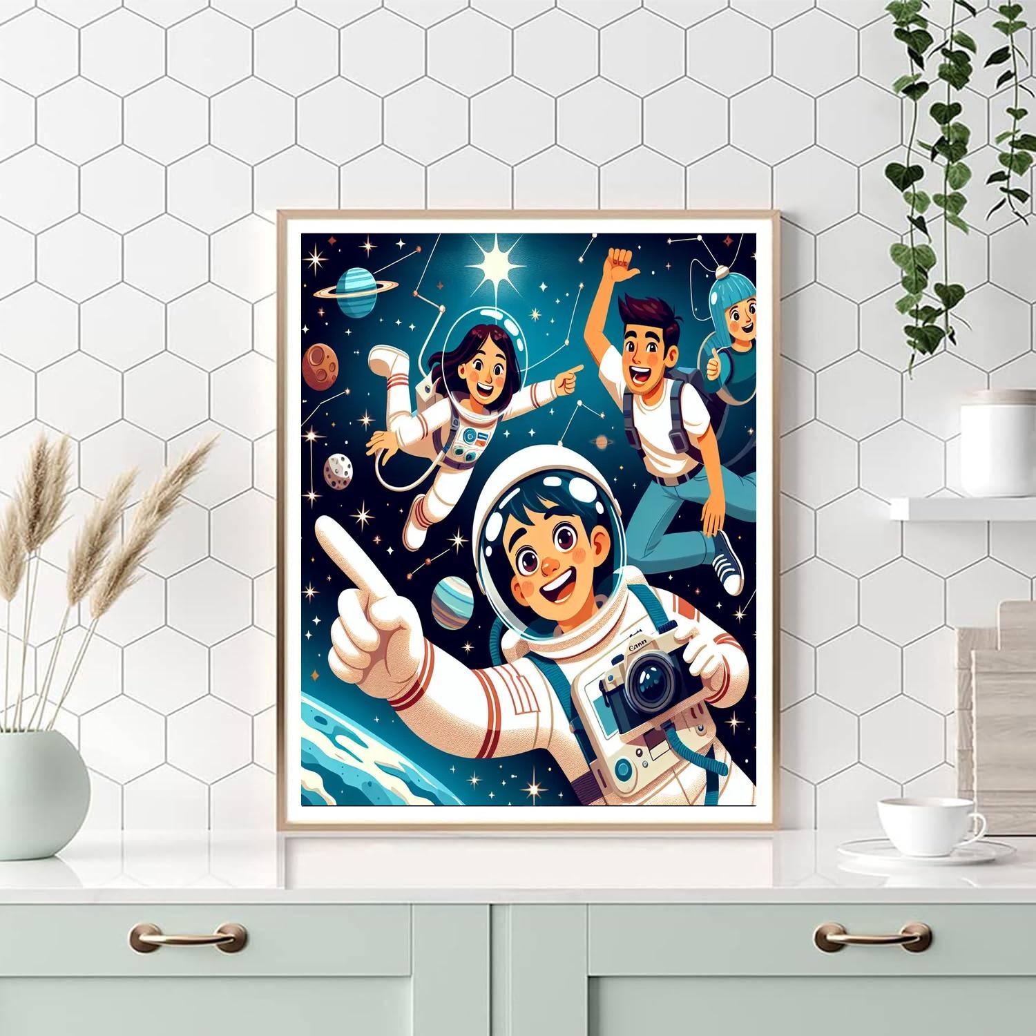 Cute Space Explorers Paint By Numbers
