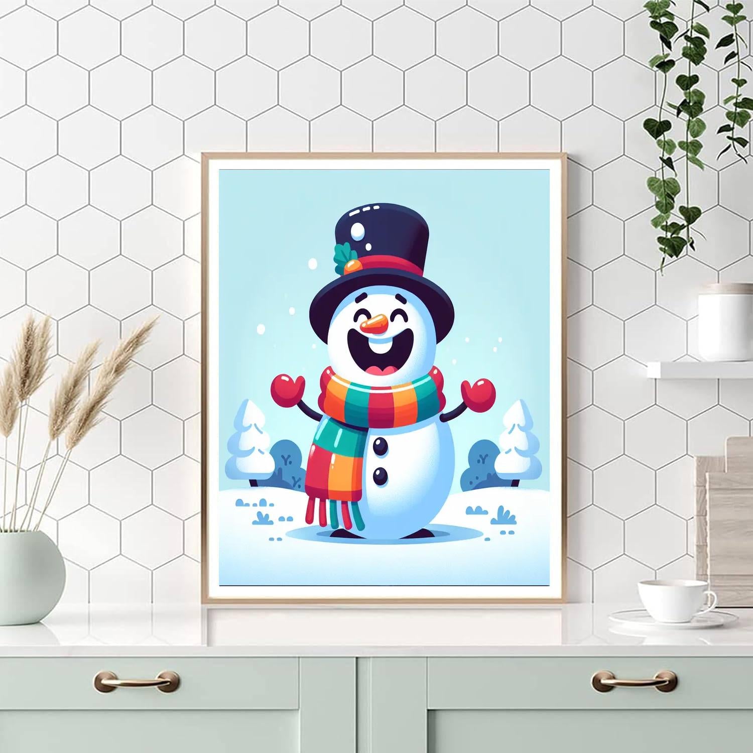 Excited Snowman Painting By Numbers Kit