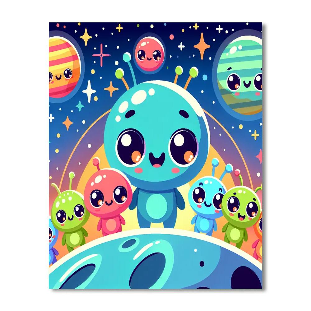 Cosmic Alien Friends Number Painting