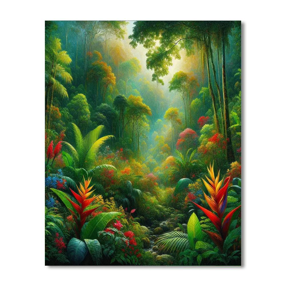Vivid Exotic Rainforest Numbered Painting Kits