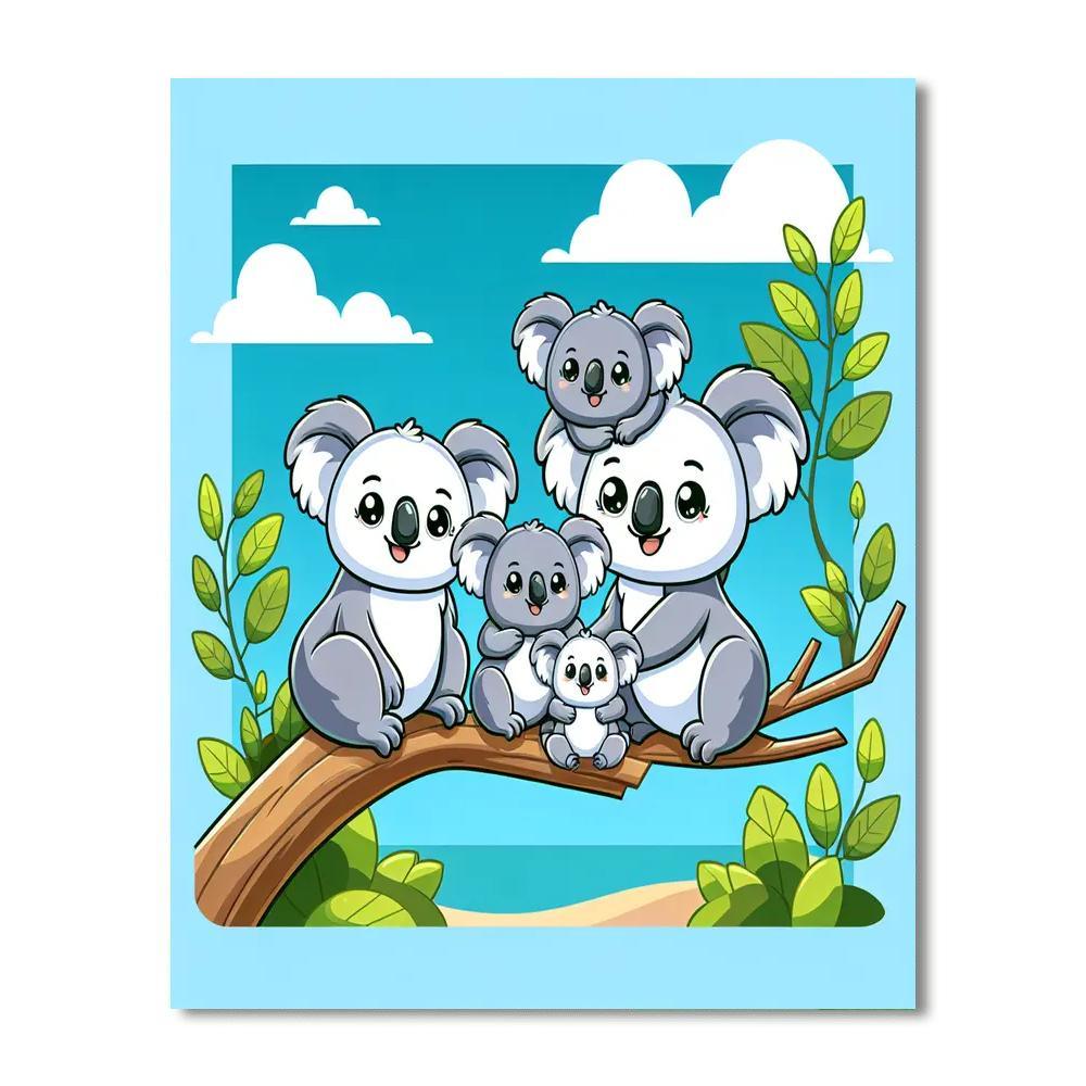 Charming Koala Family Paint By Color
