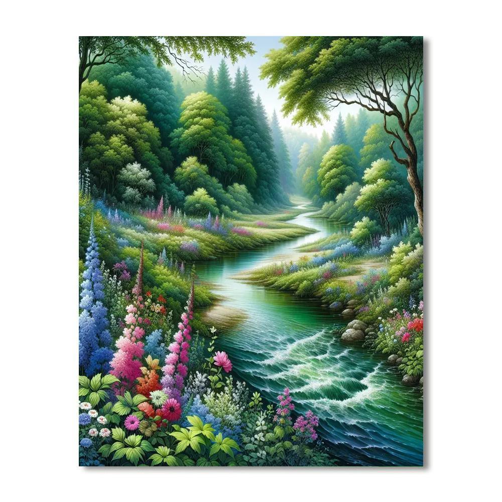 Glistening River Serenity DIY Paint By Numbers