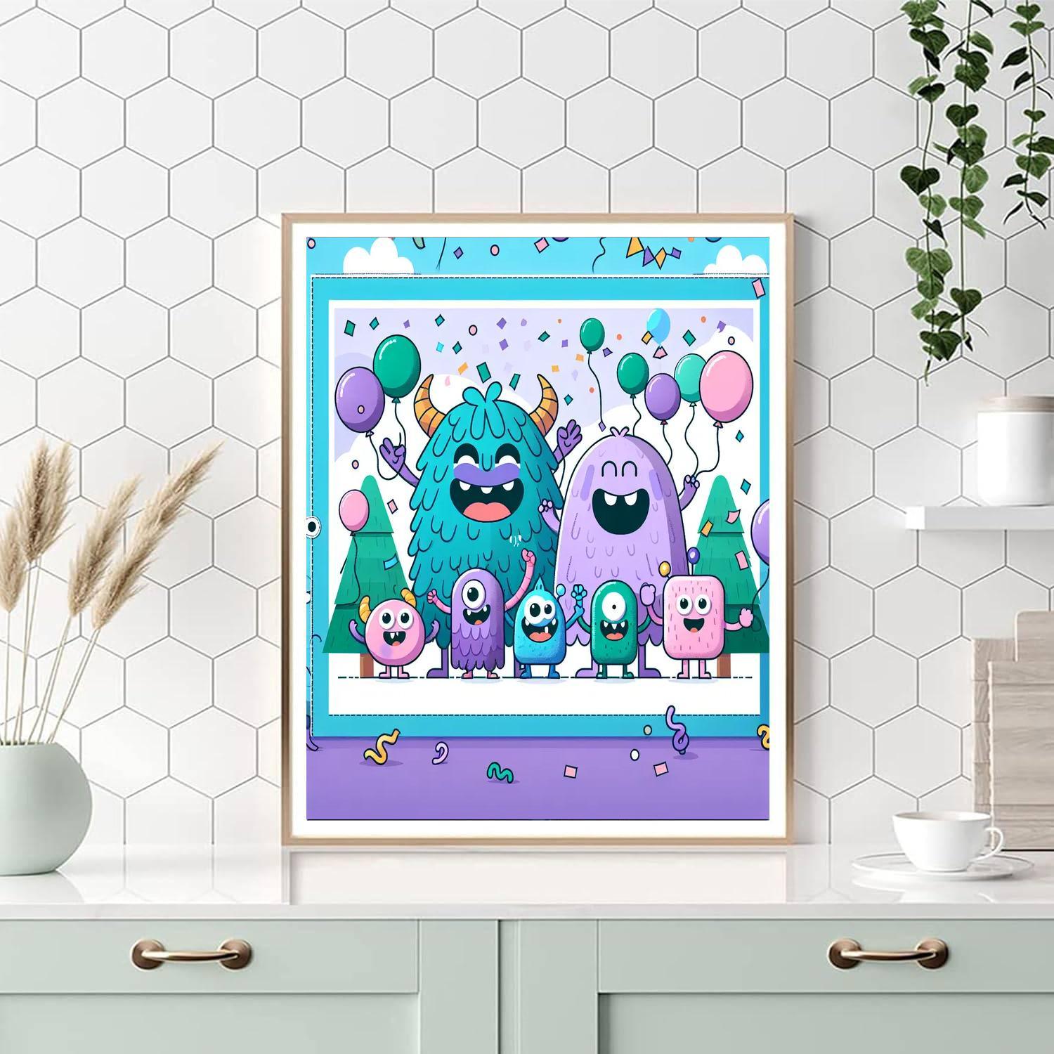 Friendly Monster Parade Paint By Numbers Art