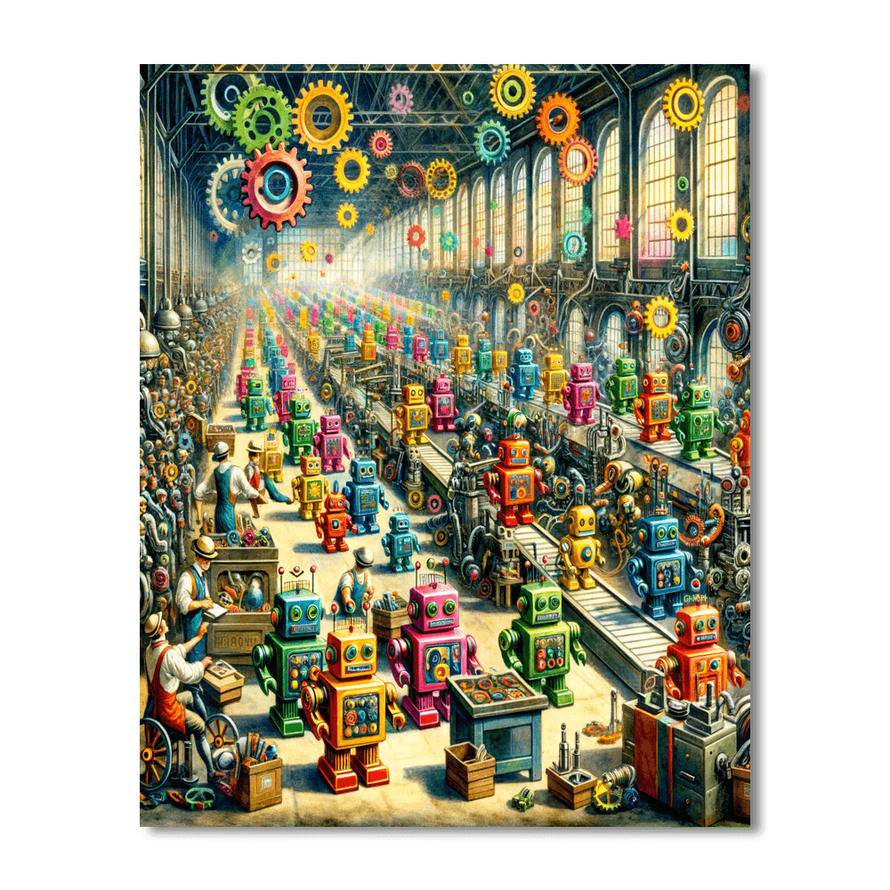 Exciting Robot Factory Paint By Numbers Kits