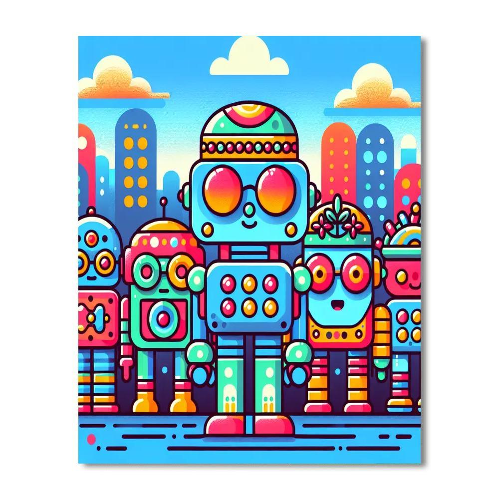 Radiant Robot Friends Numbered Painting Kits