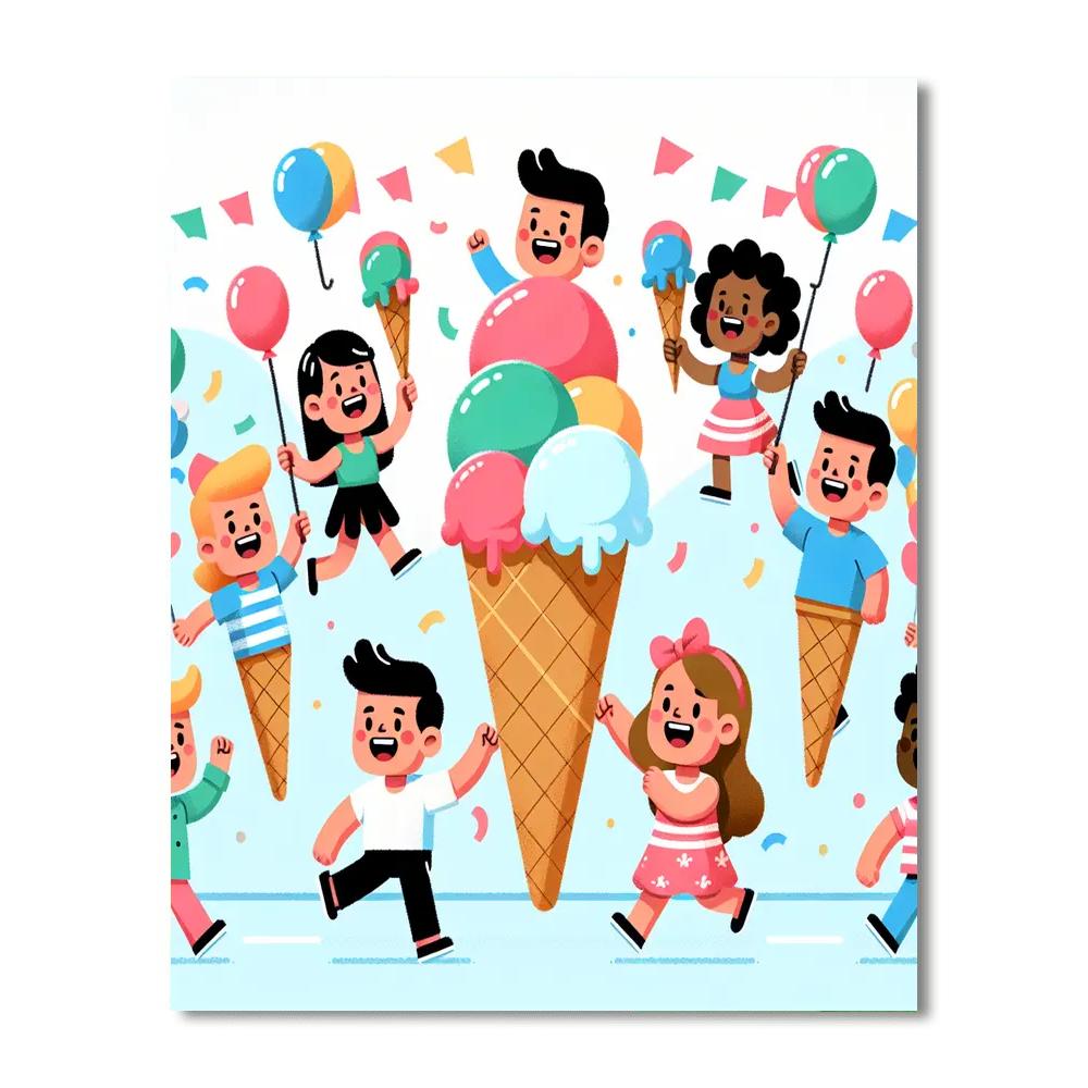 Cheery Ice Cream Parade Paint By Numbers