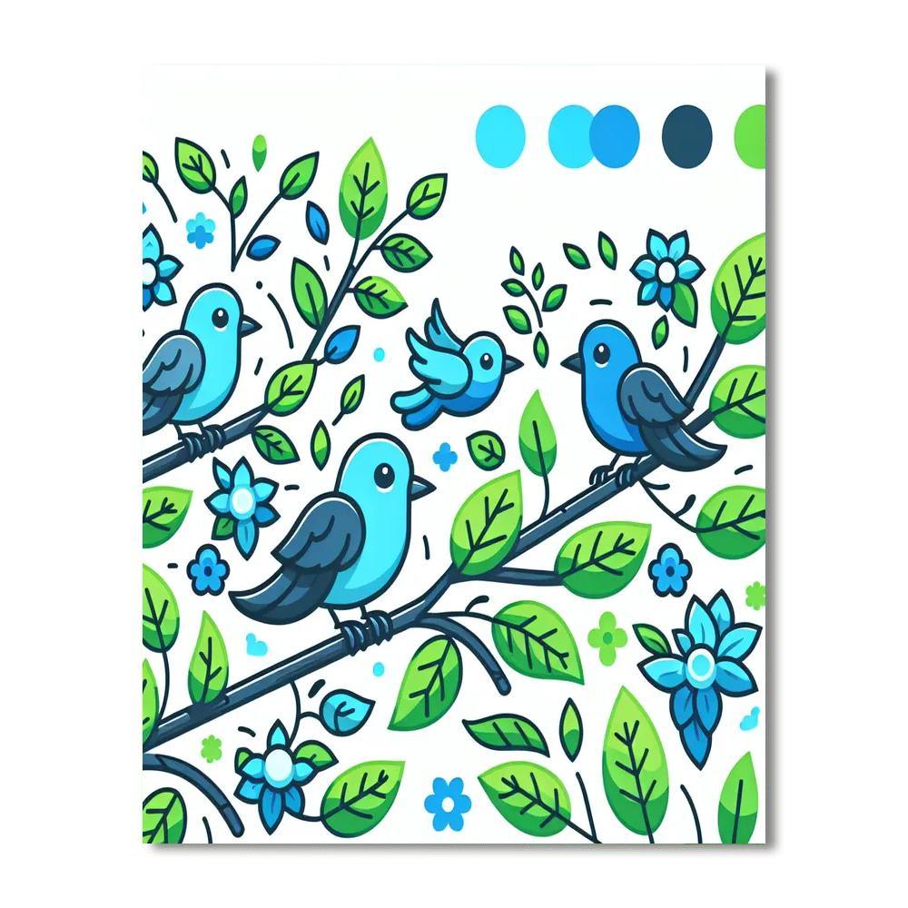 Blissful Bluebirds Paint By Numbers Art