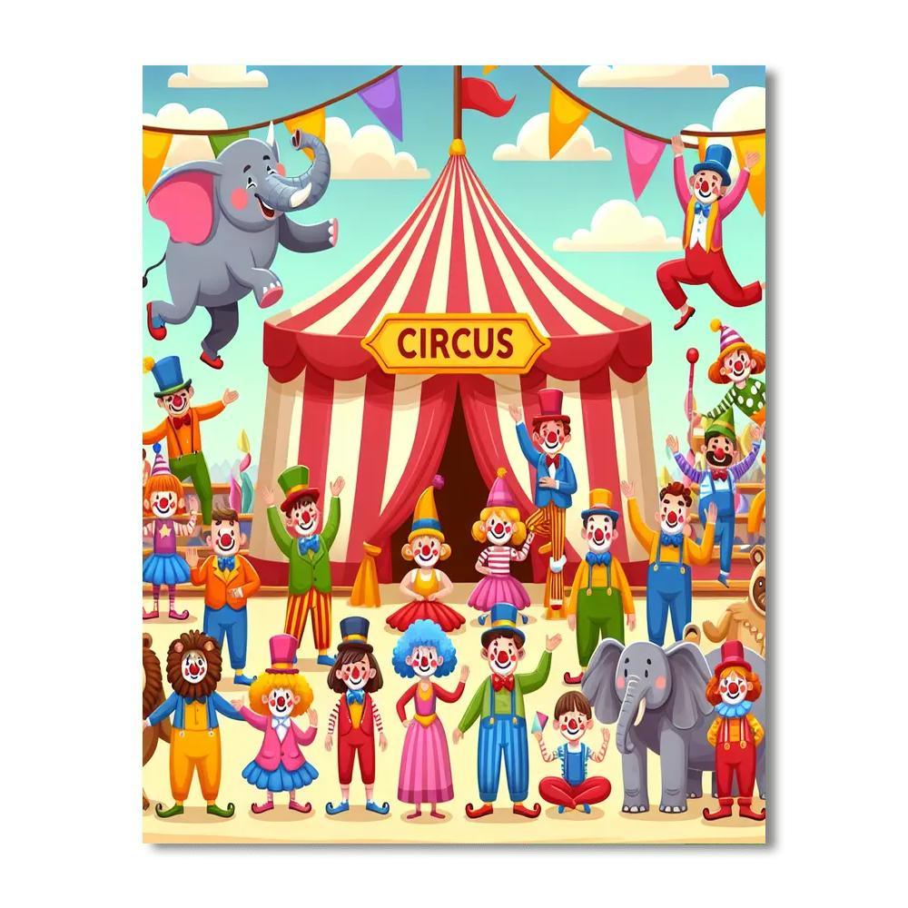 Circus Fun With Clowns And Acrobats Numbered Painting Kits