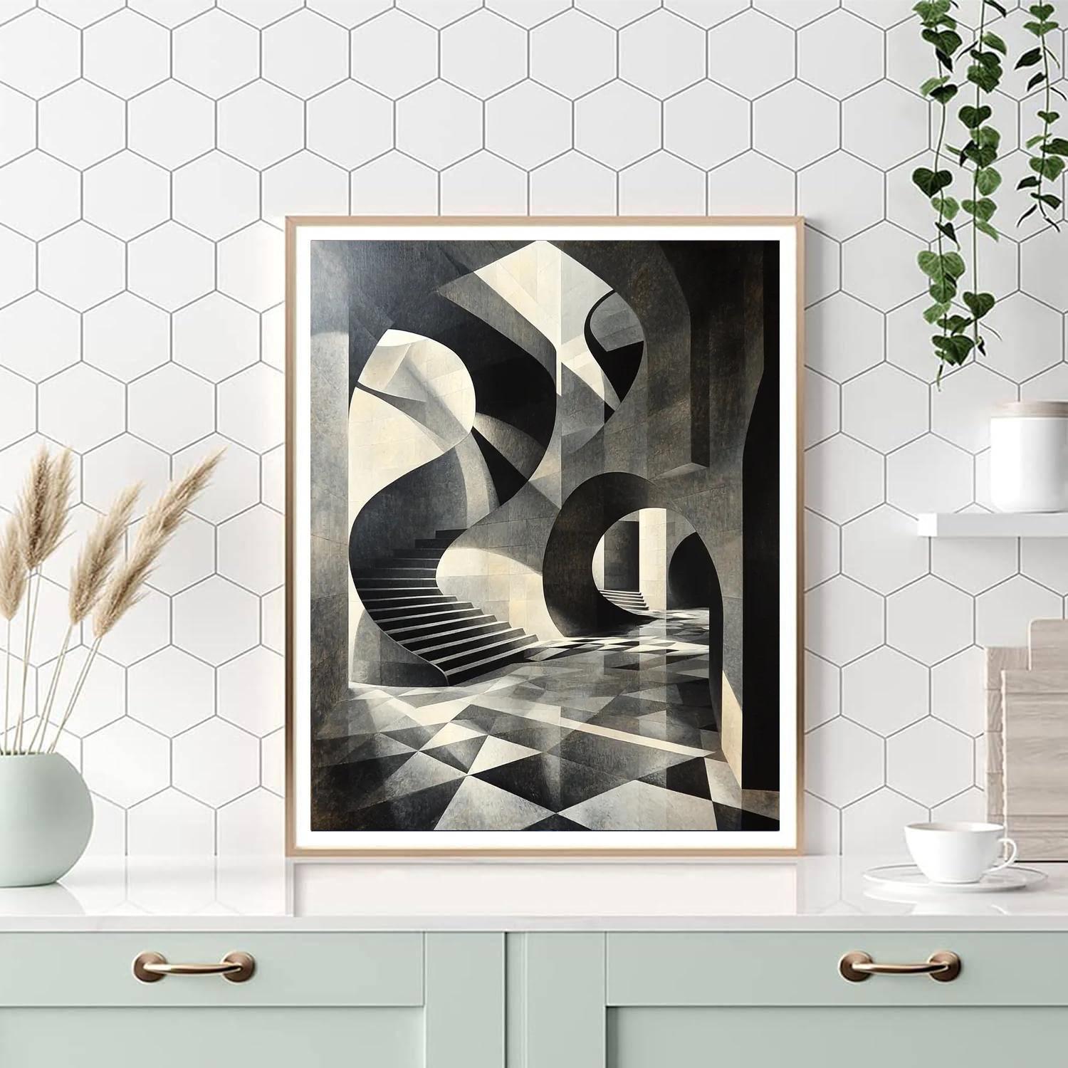 M.C. Escher Inspired Interdimensional Vistas  Numbered Painting Kits